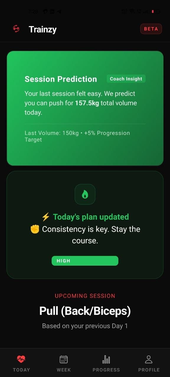 Trainzy App Screen 1